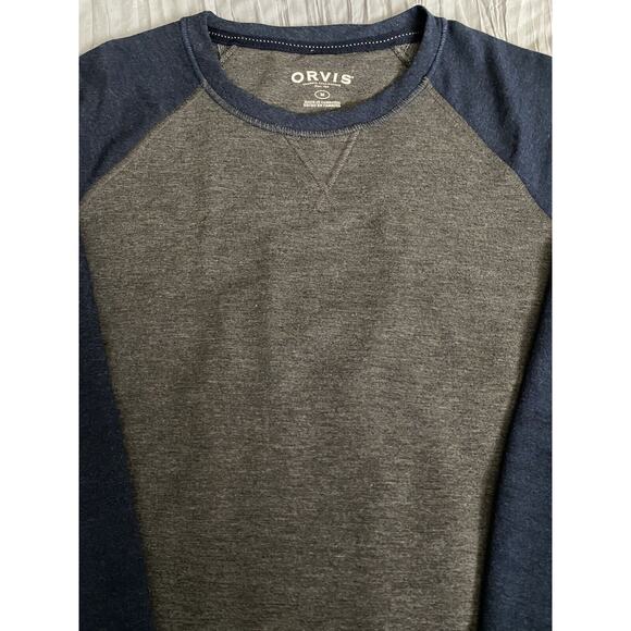 Orvis Sz Med Classic Collection Ragland Sleeve Gray/Blue Logo Pullover - Picture 4 of 8